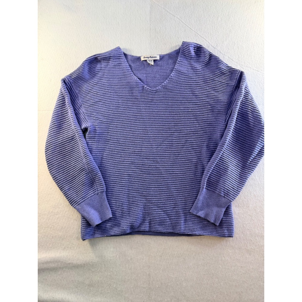 Tommy Bahama Womens Periwinkle Blue Ribbed V-Neck Sweater SW420907 Size M